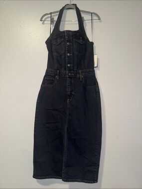 Universal thread Black Denim Halter Midi Dress size 6 NWT